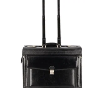 Dermata Pilot Trolley (Genuine Leather, 39 cm, Laptop Compartment, Black)