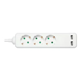 Deltaco GT-0310 3-Way Power Strip with 2x USB 1.5m
