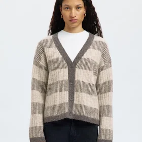Selected Slfalva LS Knit Stripe Vcardigan (Dame)