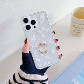 Marmormönstrat Etfodral med Ringhållare för iPhone 15 Pro Max