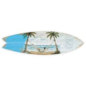 Hexoa Planche de surf déco sieste sous les cocotiers 40x140cm