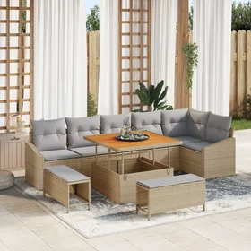 vidaXL Garden Sofa Set with Cushion 9 Pieces 3362667