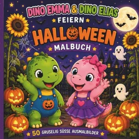 Dino Elias & Emma feiern Halloween Färgläggningsbok
