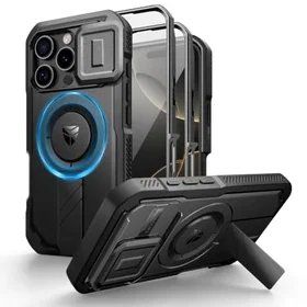 Dexnor Étui pour iPhone 16 Pro avec découpe caméra, support réglable et protecti