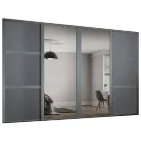 Spacepro Shaker 4 Wardrobe Door Kit 3506mm (Graphite & Mirror)