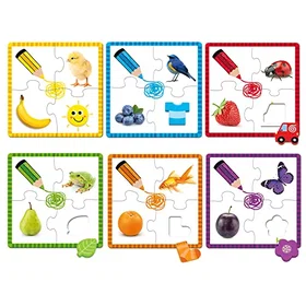 Goula 6 Puzzles en Bois et Carton Couleurs 6 Pièces