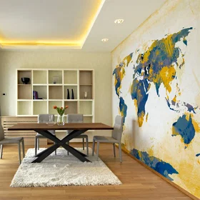 Planète Carte Du Monde Soleil Et Ciel 300x231cm