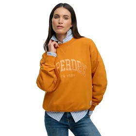 Superdry Varsity Satin Applique Crew Neck Sweatshirt (Dam)
