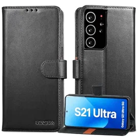 LENSUN Étui Portefeuille avec Pied et Fermeture Magnétique pour Samsung Galaxy S