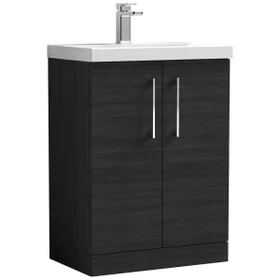Nuie Arno Vanity Cabinet 600cm Woodgrain Charcoal Black (ARN603A)