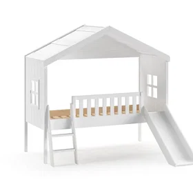 Nateo Playhouse avec 2 fenêtres et toboggan 90x200cm