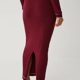 Ellos Collection Ribbad Polyester Polyamid Viskos Lång Kjol