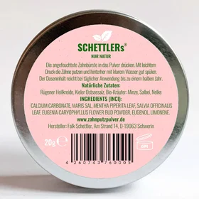 Schettlers Naturlig Pulver Tandkräm Typ 2 Pepparmynta
