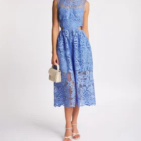 Self-Portrait Lace Cut-Out Midi Dress