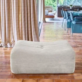 Sokol Pouf Ottoman en Velours Crème