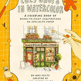 Una Cozy Shops In Watercolor Coloring Book