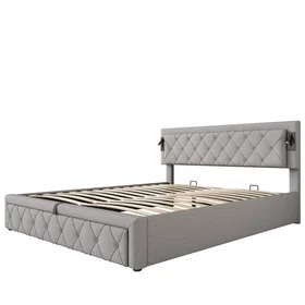 Hauss Lit Avec Rangement Hydraulique Éclairage Et Usb