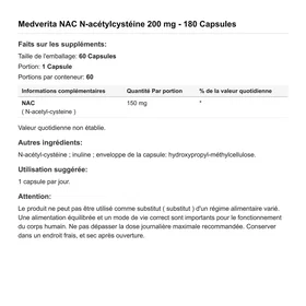 Medverita NAC 200mg 180 Capsules