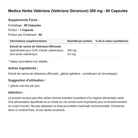 Medica Herbs Valerian 60 Capsules