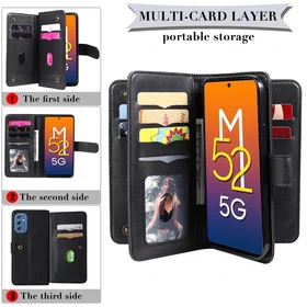 Lompakko 10-Slot Plånbokfodral för Samsung Galaxy M52 5G