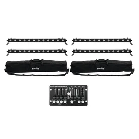 Eurolite LED BAR-12 QCL RGBW Sett med 4 LED BAR-12 QCL RGBW og 2 Soft Bags og Co