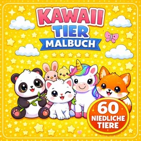 Kawaii Tier-Malbuch Färgläggningsbok för barn