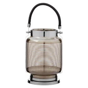 Interiors Small Nickel Stripe Lantern