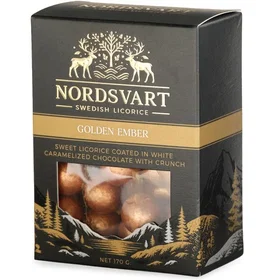 NORDSVART Golden Ember Chokladklädd Söt Lakrits med Crunch 170g