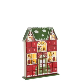 J-line 03666093215034 Calendrier de l'avent en bois 25.5x6.5x34.5 cm