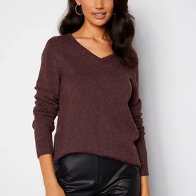 Vila L/S V-neck Strikketopp (Dame)