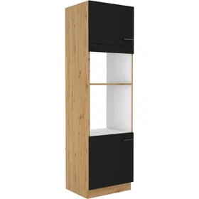 ReModena Armoire de cuisine pour micro-ondes 60x57x210cm Bois Noir MODENA60DPM