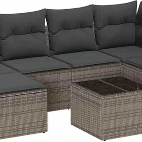 vidaXL Trädgårdsmatgrupp med Kudde med Förvaring 7 Delar 3355468