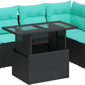 vidaXL Ensemble Canapé de Jardin 7 Pièces avec Coussins Noir Résine Tressée Imit