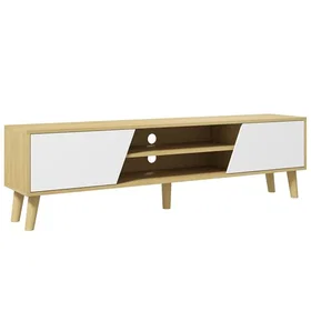 Homcom Meuble TV 2 portes 2 niches 150x30x42cm