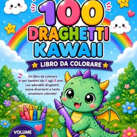 Draghi 100 Kawaii da Colorare Färgläggningsbok för Barn