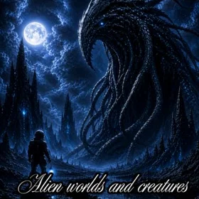 Alien Worlds & Creatures Färgläggningsbok