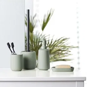 Douceur d'Intérieur Set de bain en céramique sauge
