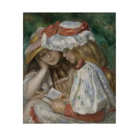 Pomegranate Two Girls Reading Notecard