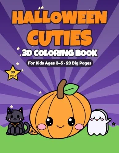 Halloween Cuties 3D Coloring Book for Kids Ages 3-5