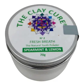 The Clay Cure Fresh Breath No. 2 Spearmint & Lemon Naturligt Tandpulver 70g