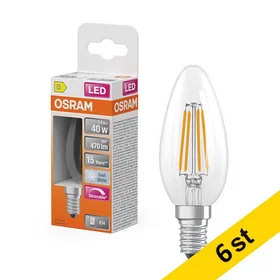Osram E14 B35 Klar 4000K 470lm 3.4W 6-pack