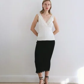 Leonie Leoní Nour Ribbed Silk-georgette Top (Women's)