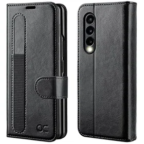OCASE Étui Portefeuille en Cuir avec Support Stylet pour Samsung Galaxy Z Fold 3