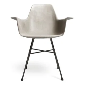 Lyon Beton Fauteuil haut design industriel en béton et acier noir