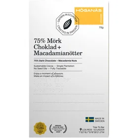 Höganäs Mörk Choklad 75% & Macadamianötter 70g