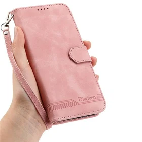 DIERFENG Faux Leather Wallet Case with Kickstand and Wrist Strap for Samsung Gal