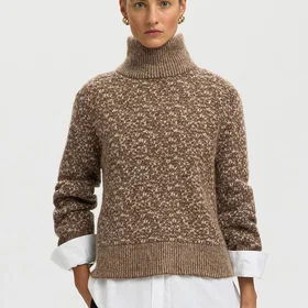 Selected Slwlulu Duo LS Knit High Neck Sweatshirt (Dam)