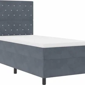 vidaXL Box Spring Bed with Mattress & LED Dark Grey 90x200 cm Velvet