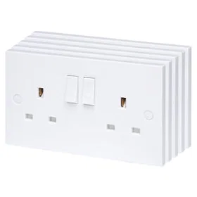 Deta Square Edge Double Switched Socket 2-gang