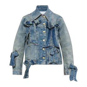 Ganni Tint Rigid Denim Bow Jacket (Dam)